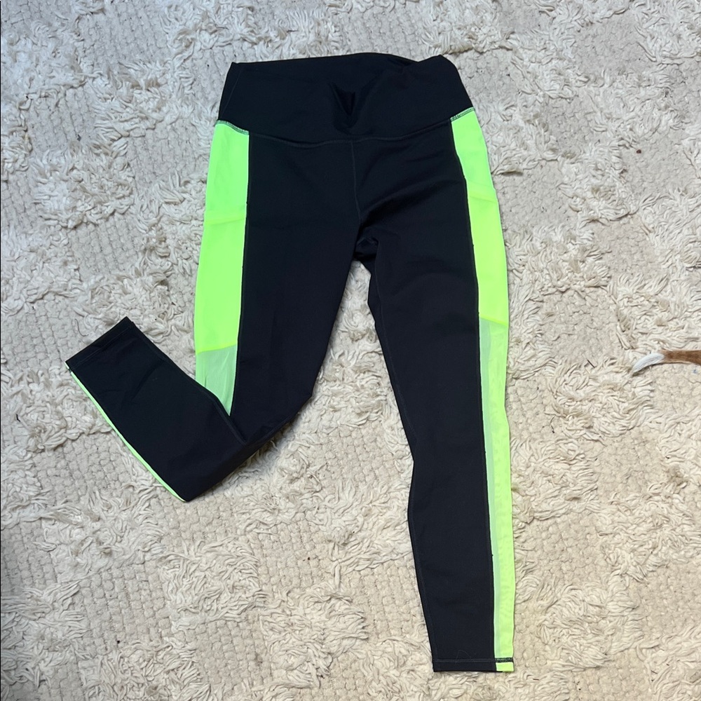 Fabletics PowerHold Sports Bra - Chocolate with Lime Accent